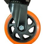 Rueda Giratoria Industrial 5pLG Nylon Naranja Base Metálica