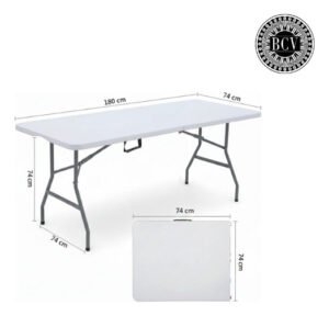 Mesa Rectangular Plegable Portátil Resistente 74x76x183 Cm