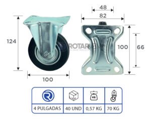 Rueda Tipo Continental Fija 4 Pulgadas | Zio Caracas - Imagen 3