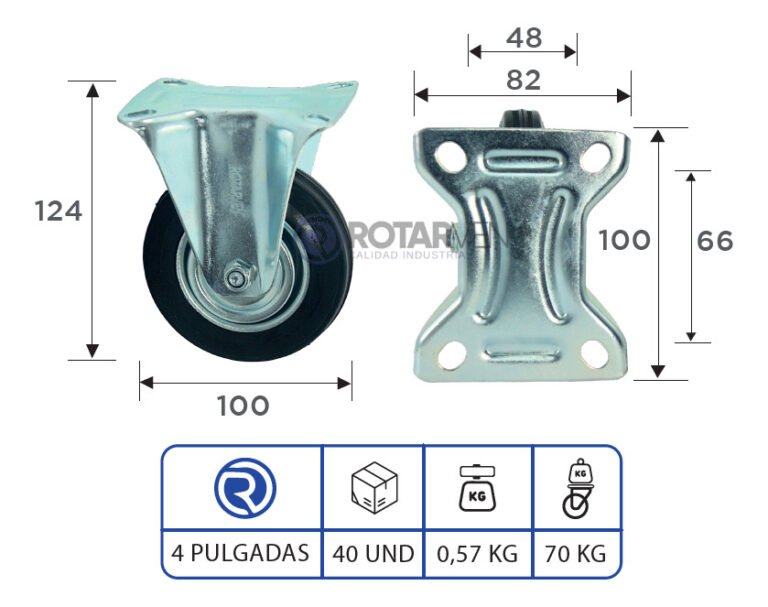 Rueda Tipo Continental Fija 4 Pulgadas | Zio Caracas - Imagen 3
