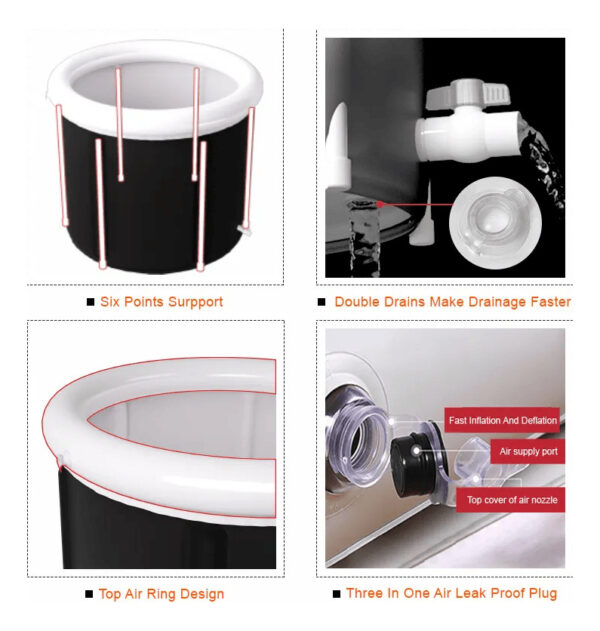 Bañera Terapia Hielo Portátil Recuperación Muscular - Imagen 3