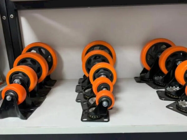 Rueda Fija Mueble 2pLG Nylon Naranja Base Metálica - Imagen 2