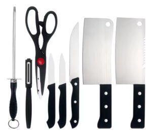 Kit Juego Cocina Removedores Cuchillos Tijera Amolador 8 Pzs