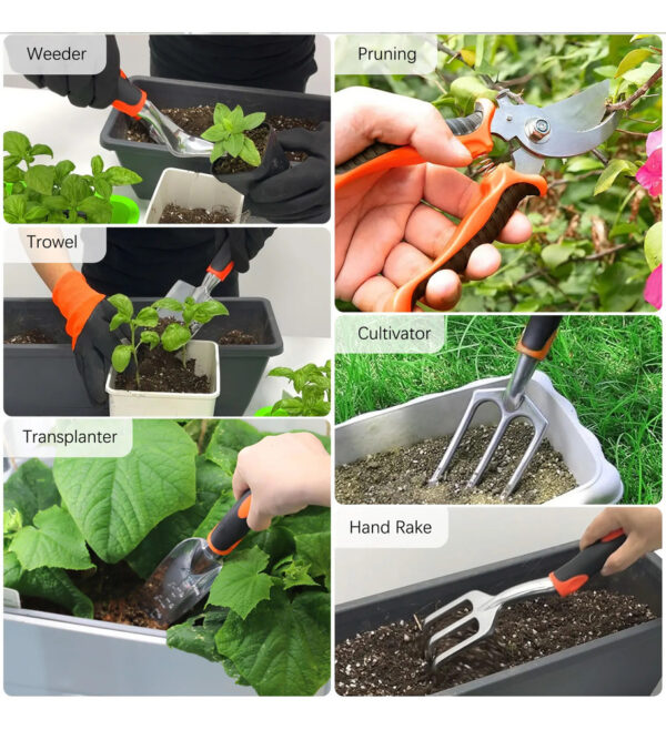 Kit Jardinería 10 Piezas Guantes Rodillera Herramienta Podar - Imagen 11