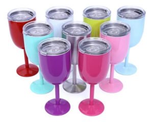 Copa De Acero Inoxidable Térmica Tapa Antiderrame Vino 12oz