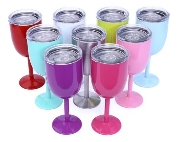Copa De Acero Inoxidable Térmica Tapa Antiderrame Vino 12oz - Imagen 1