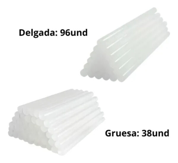 649255-MLV104685470328_012026 Barras De Silicón Gruesa (38und) Delgadas (96und) X 27cm - Imagen 1