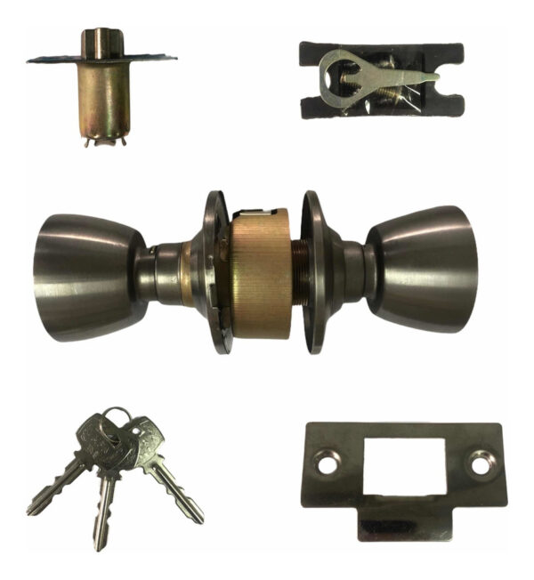 Cerradura Pomo Metálica Para Puerta Importada Con 3 Llaves - Imagen 2