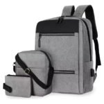 Kit Bolso Morral Escolar 3 Piezas Set  Laptop Con Puerto Usb