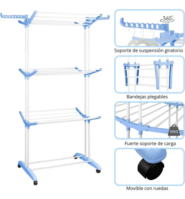 Tendedero Ropa Plegable Fácil De Guardar Exterior E Interior - Imagen 2