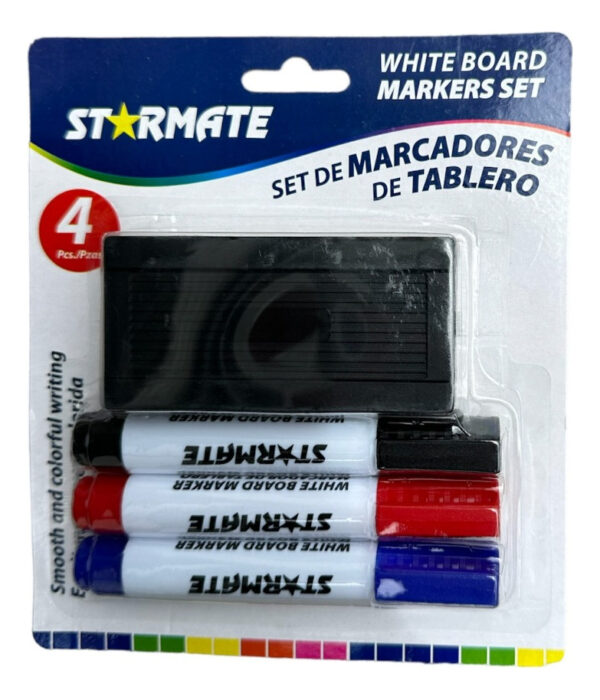 Marcador Acrílico Pizarra Clases 3 Und Con Borrador - Imagen 1