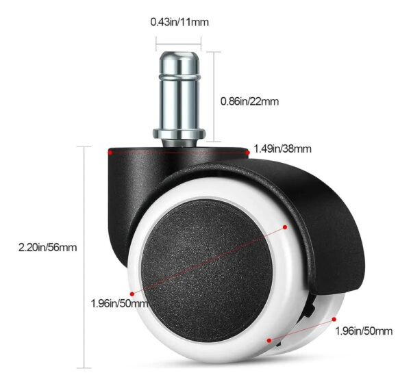 Rueda Silla Oficina Ejecutiva Repuesto Durabilidad X 5 Und - Imagen 3