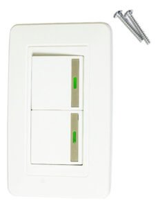 Apagador Interruptor Doble Moderno Blanco Botón Reflectivo - Imagen 2