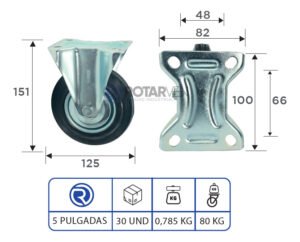 Rueda Tipo Continental Fija 5 Pulgadas | Zio Caracas - Imagen 3
