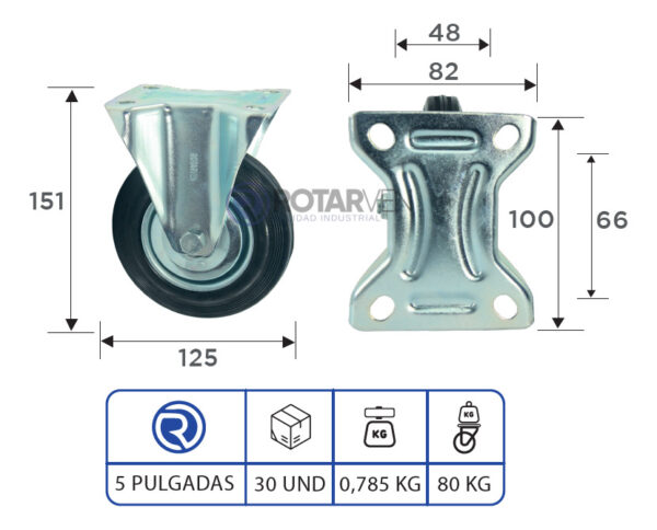 Rueda Tipo Continental Fija 5 Pulgadas | Zio Caracas - Imagen 3
