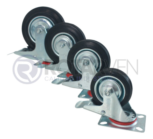 Rueda Giratoria Continental Industrial 4pLG Con Freno Y Base - Imagen 6