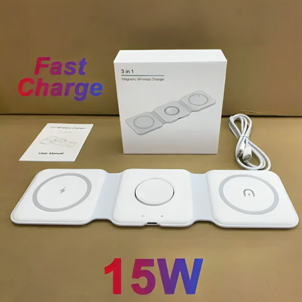 Cargador Múltiple iPhone Apple Watch AirPods 3 En 1 - Imagen 6