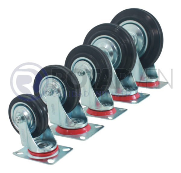 Rueda Continental Industrial Giratoria 8 PuLG C/ Base 150kg - Imagen 8