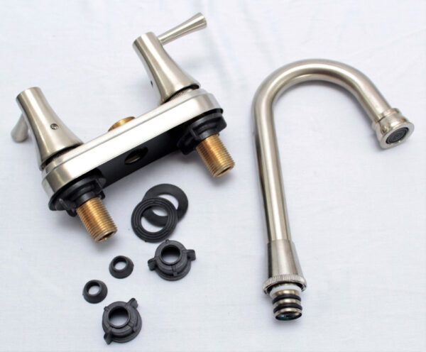 Griferia Grifo Llave De Lavamano Doble Mando Acero - Imagen 2