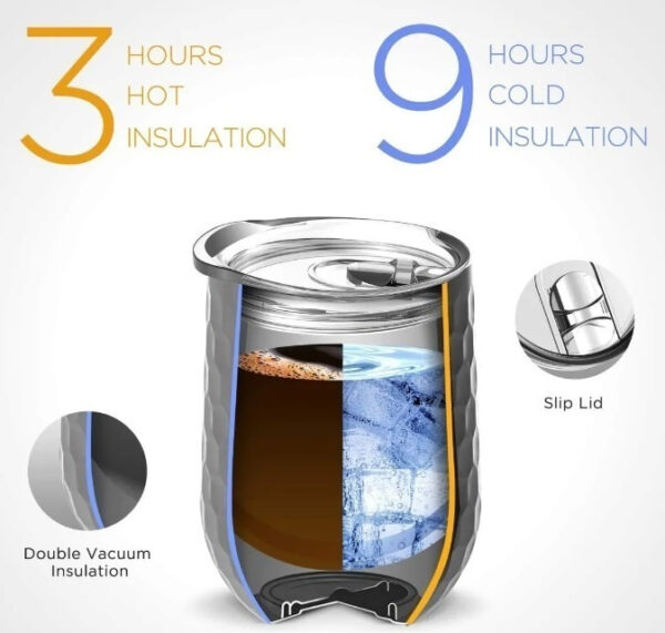 Vaso Térmico Cooler Vino Copa Termo 12 Oz Acero Inoxidable - Imagen 9