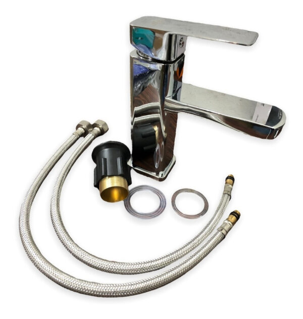 Griferia Grifo Llave Para Lavamano Monomando Acero - Imagen 1