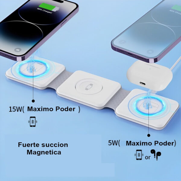 Cargador Múltiple iPhone Apple Watch AirPods 3 En 1 - Imagen 7