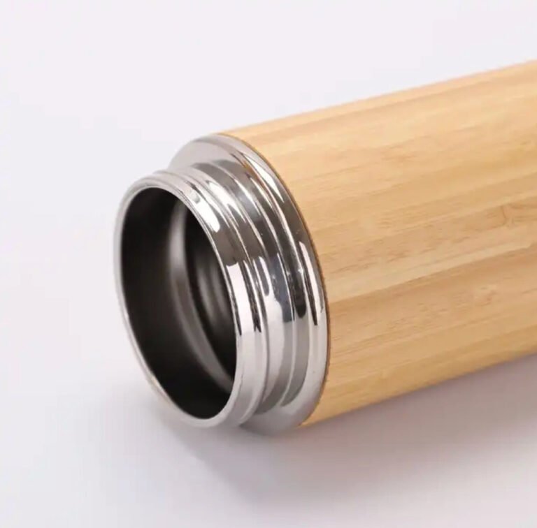 Termo Cooler Acero Inoxidable Vinil Bambú Eco Friendly 500ml - Imagen 2