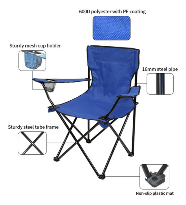 Silla Playera Grande Plegable Playa Camping Porta Vaso - Imagen 6