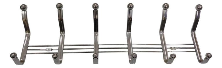 752764-MLV74554857150_022024 Perchero Metálico De Pared De Acero Inoxidable 6 Colgadores - Imagen 1