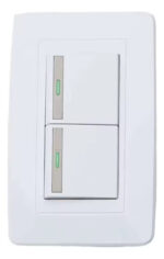 Apagador Interruptor Doble Moderno Blanco Botón Reflectivo