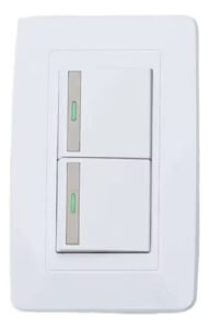 Apagador Interruptor Doble Moderno Blanco Botón Reflectivo