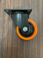 Rueda Giratoria Industrial 3pLG Nylon Naranja Base Metálica - Imagen 3