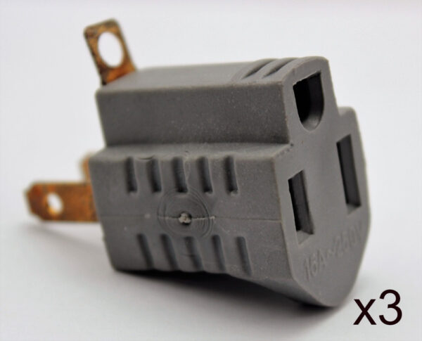 Adaptador Taladro Gris 3 A 2 Pines Convertidor Enchufe 3unid - Imagen 2