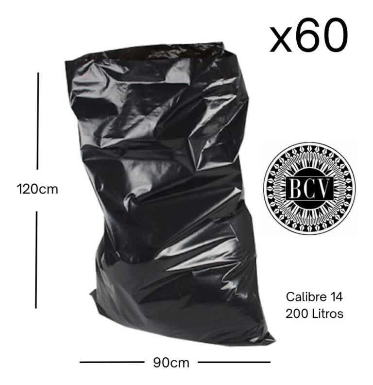 794663-MLV91534711373_092025 Bolsa De Basura Negra Plástica 200 L 120cmx90cm Pack 60und - Imagen 1