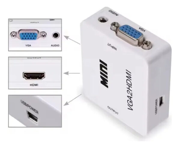 Conector Convertidor Adaptador Vga2 A Hdmi 1080p - Imagen 3