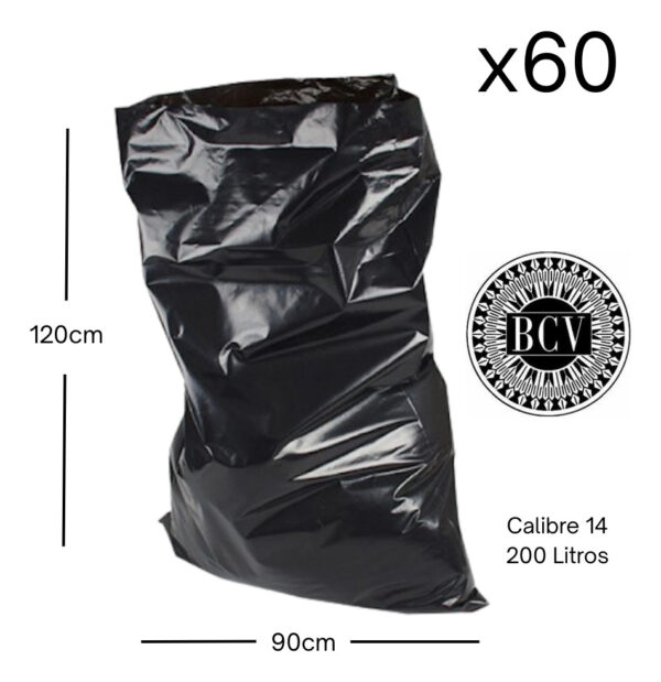 Bolsa De Basura Negra Plástica 200 L 120cmx90cm Pack 60und - Imagen 1