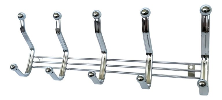 805680-MLV74040824255_012024 Perchero Metálico De Pared De Acero Inoxidable 5 Colgadores - Imagen 1