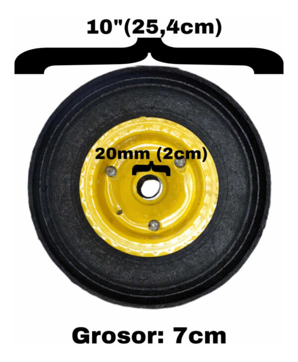 Rueda Caucho Para Carretilla Carrucha Macizo 10pLG - Imagen 4