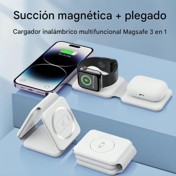 Cargador Múltiple iPhone Apple Watch AirPods 3 En 1 - Imagen 2