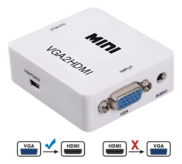 Conector Convertidor Adaptador Vga2 A Hdmi 1080p - Imagen 1