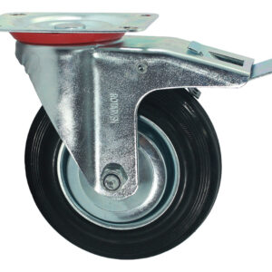 Rueda Continental Industrial Giratoria 6pLG Con Freno Y Base