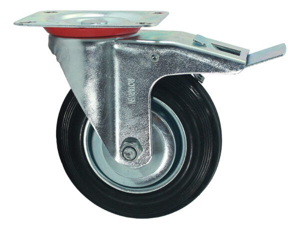 Rueda Continental Industrial Giratoria 6pLG Con Freno Y Base - Imagen 1