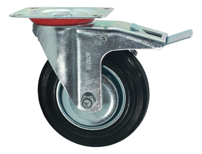 Rueda Continental Industrial Giratoria 6pLG Con Freno Y Base - Imagen 1