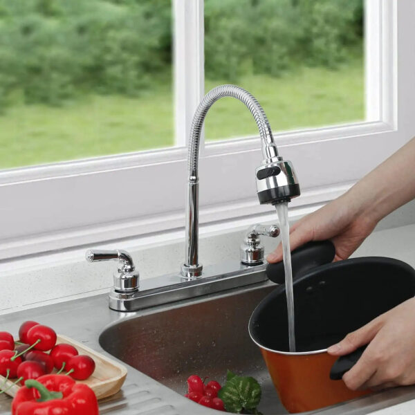 Grifo Llave Fregadero Lavaplato Cocina Acero Doble Mando - Imagen 3