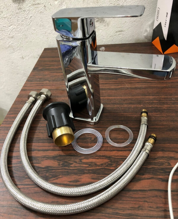 Griferia Grifo Llave Para Lavamano Monomando Acero - Imagen 8