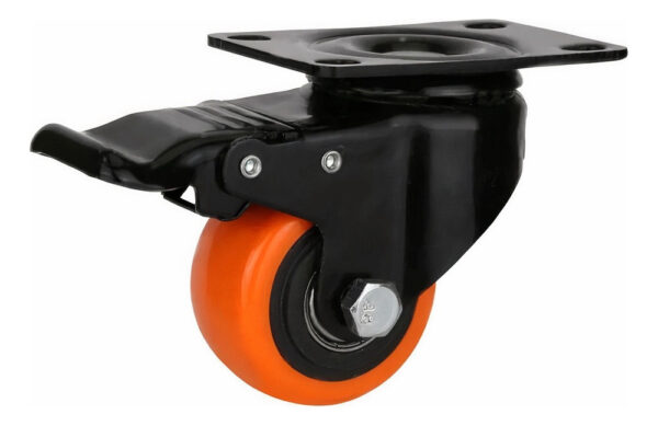 Rueda Giratoria Con Freno Mueble 4pLG Nylon Base Metálica - Imagen 1