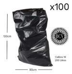 Bolsa Basura Negra Plástica 200l 90x120cm Pack 100und