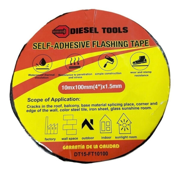 Cinta Teipe Tapa Gotera Impermeable Adhesiva 10mtx4plgx1.5mm - Imagen 3
