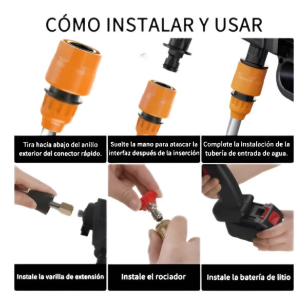 Hidrojet Recargable Inalámbrico Portátil Alta Presión 48v - Imagen 4