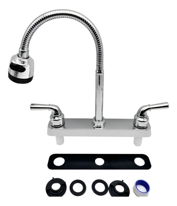 Grifo Llave Fregadero Lavaplato Cocina Acero Doble Mando - Imagen 2
